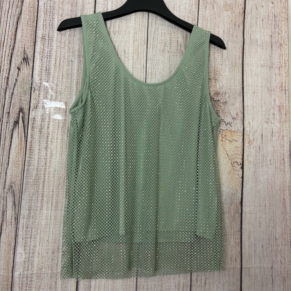 Anthropologie Sunday in Brooklyn womens Rhinestone Mesh Tank tops size XL - Picture 11 of 13